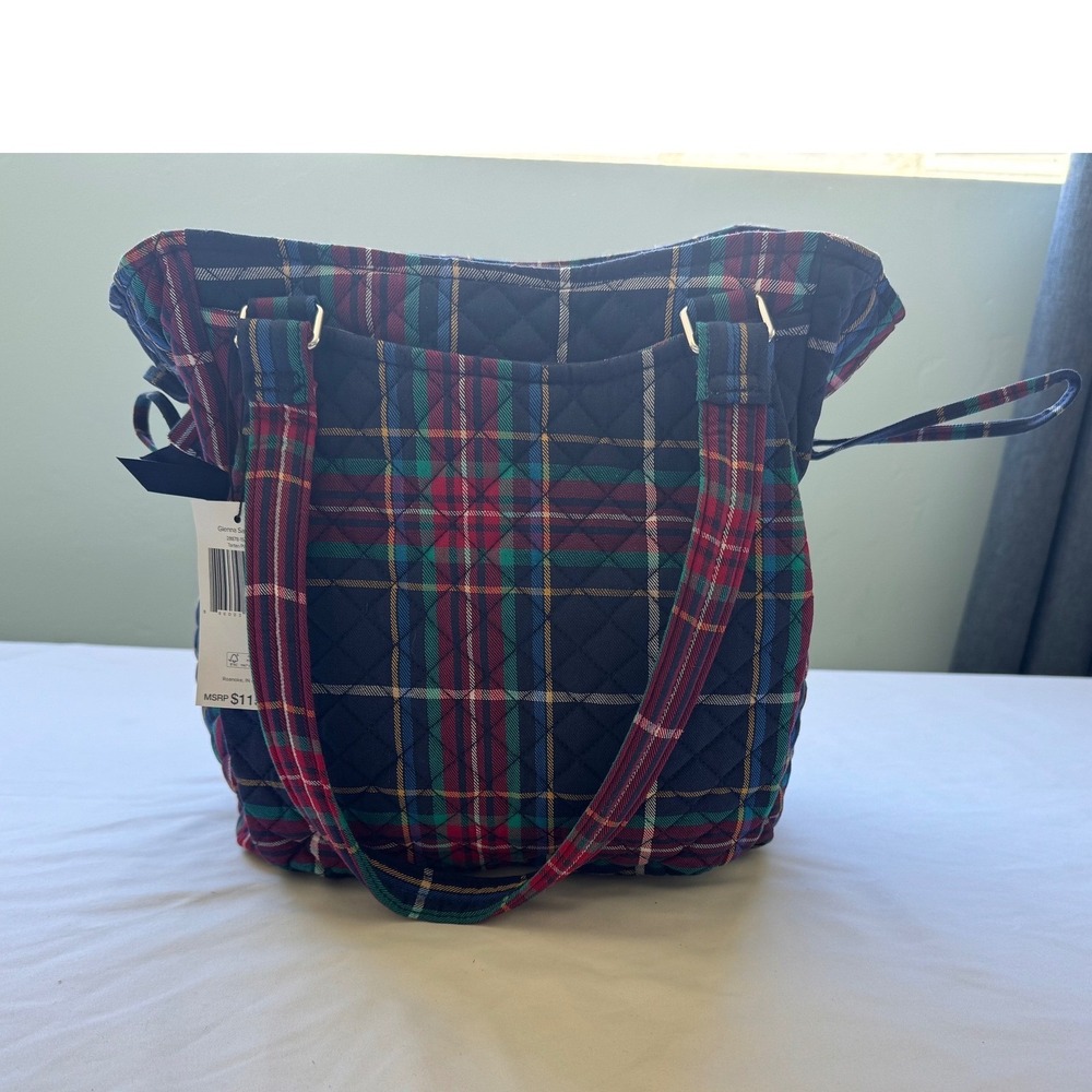 Vera Bradley Glenna Stachel Tartain Plaid Navy New Purse Bag Tote NWT $110